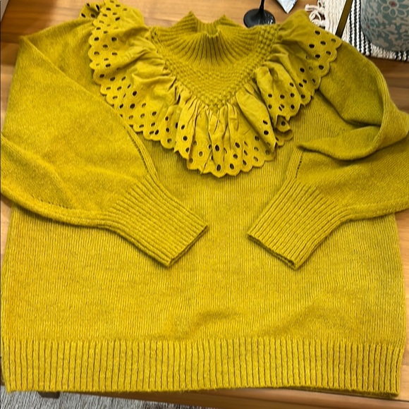 Mustard Ruffled Women's Sweater NWOT - Picture 1 of 8